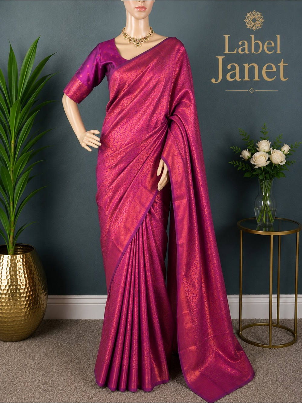 Brand new kanjivaram silk saree with stitched blouse (38” - 42”)